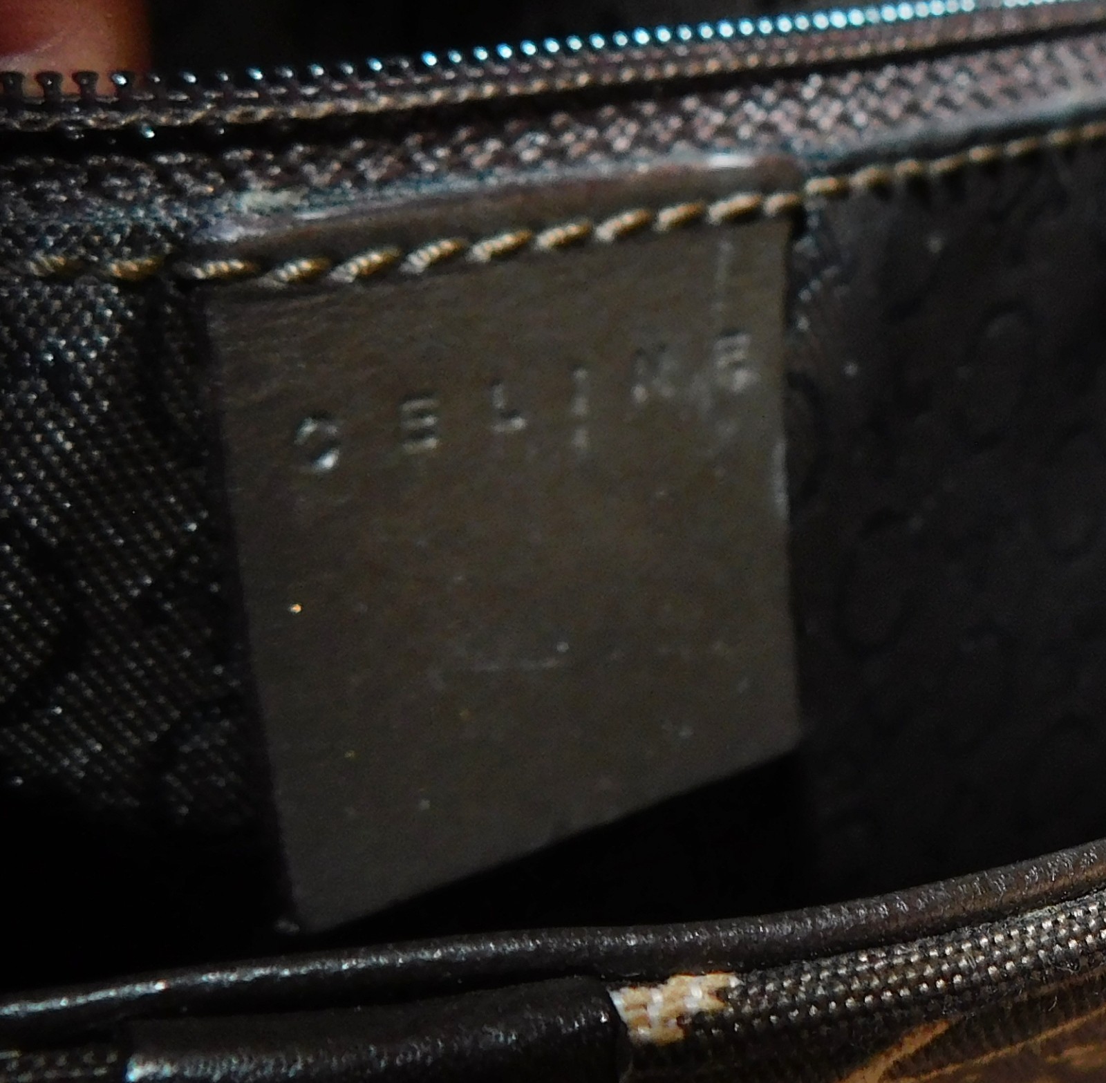 CELINE Paris Macadam Shoulder Bag Hand Bag Brown Logo Fabric Leather Italy
