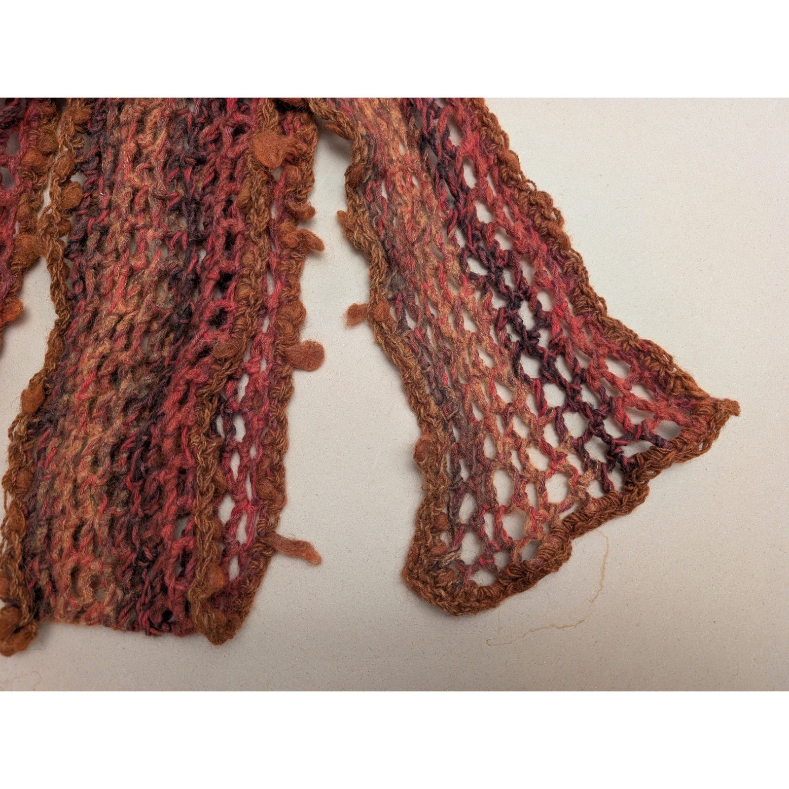 108 Stitches Harriette Cole Collection Open Knit Scarf Boho Crochet Artsy Fall