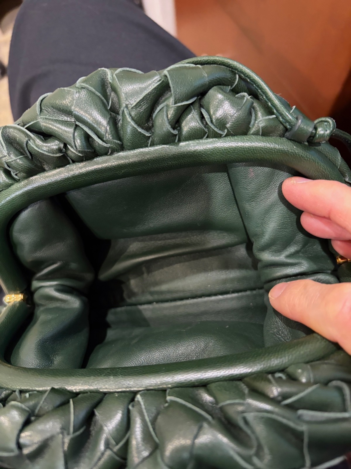 Bottega Vaneta stunning forest green mini pouch clutch or cross body