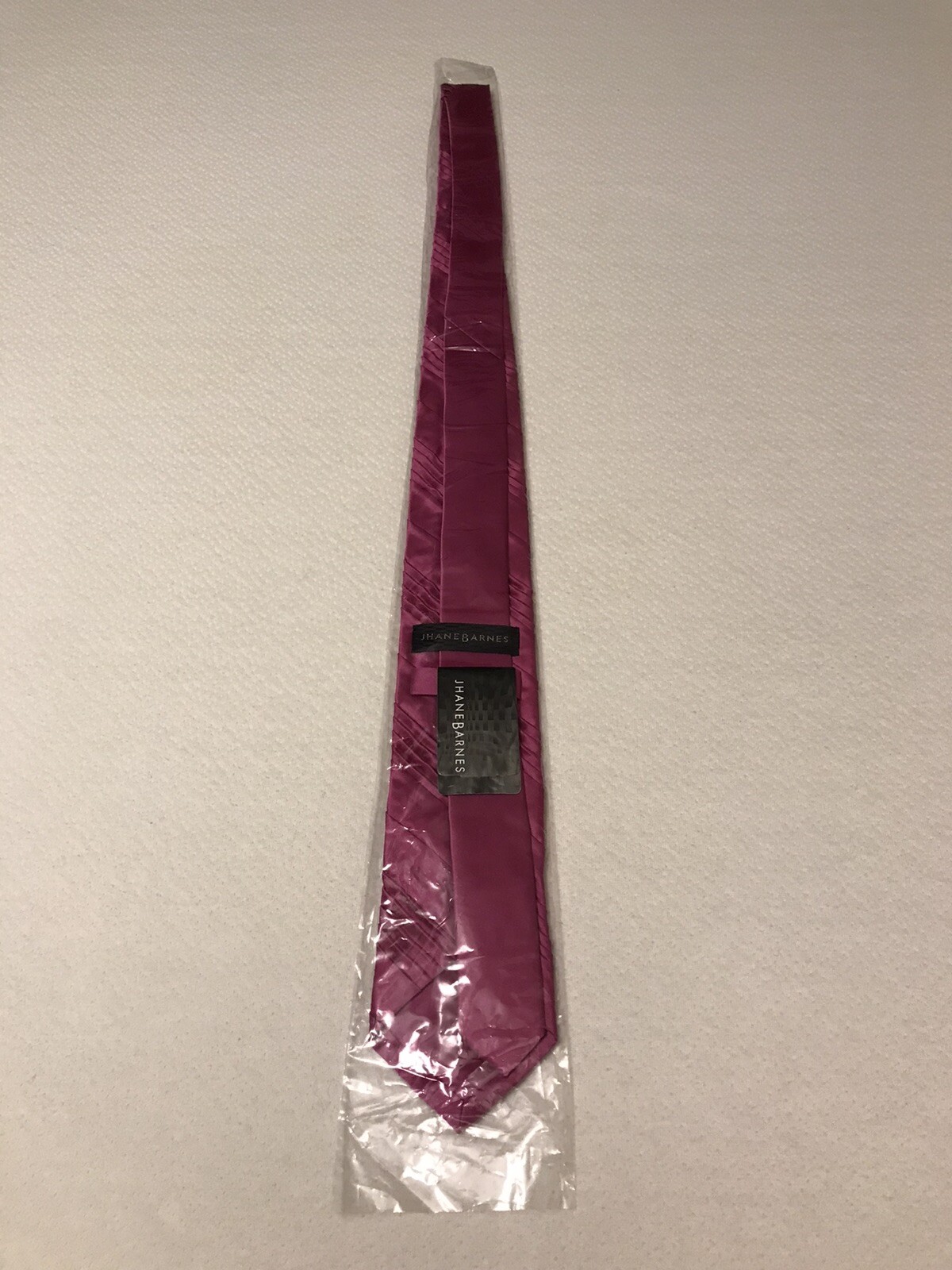Jhane Barnes Silk Satin Look Neck Tie NEW Pleated Solid Pink 56” x 3 1/4” Formal