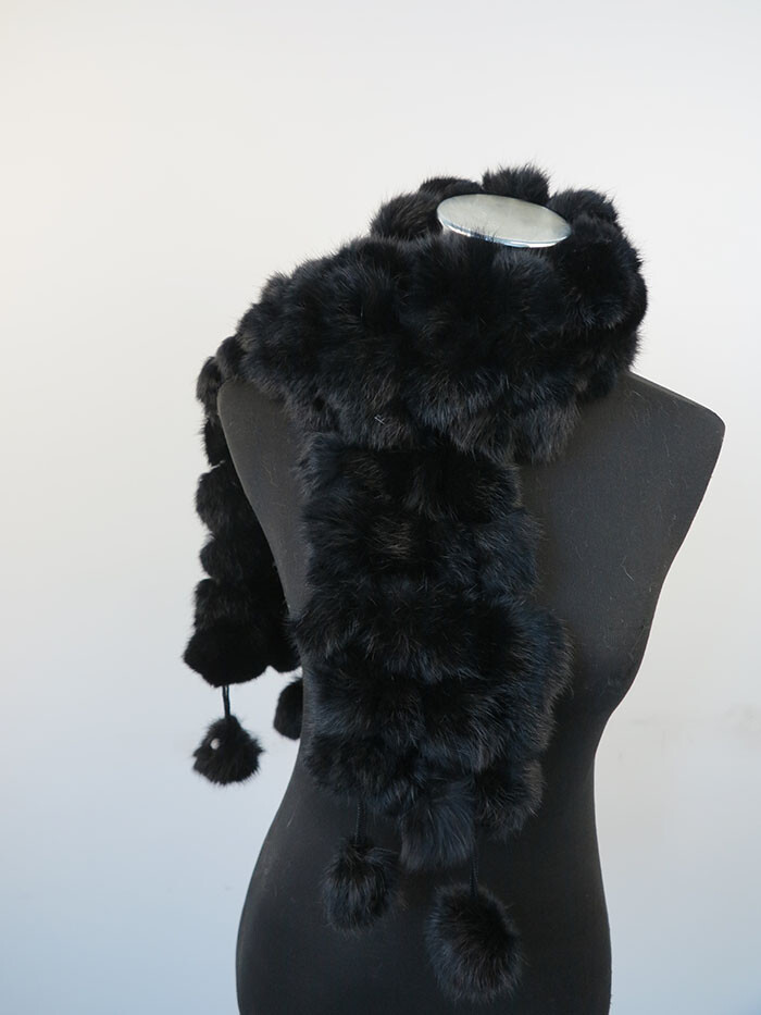 100% real rabbit fur pom poms scarf/ cape/ wrap 7 wonderful color available