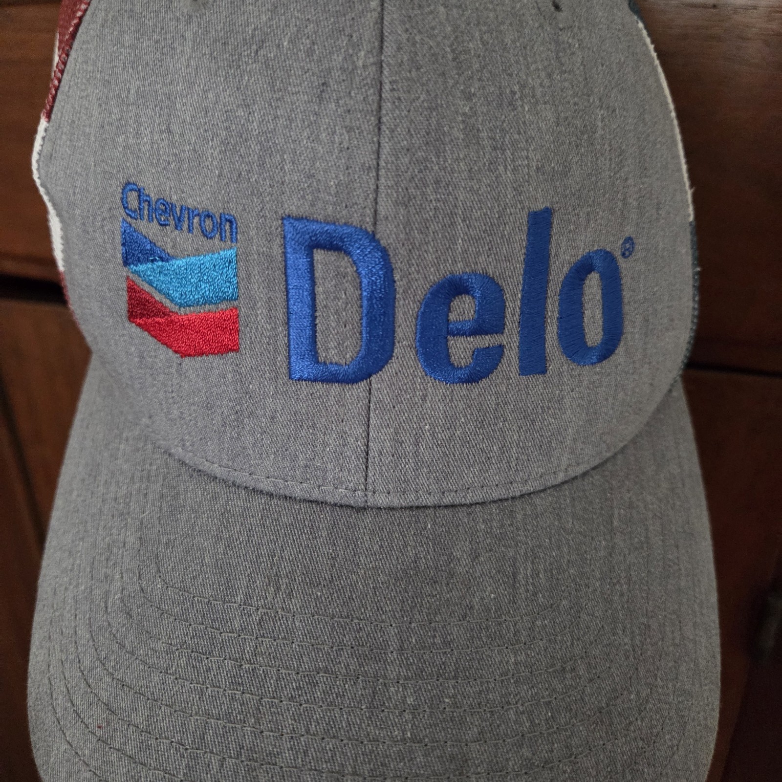 Chevron Delo Stars Stripes Red White Blue Trucker Hat Richardson 112 PM NWOT
