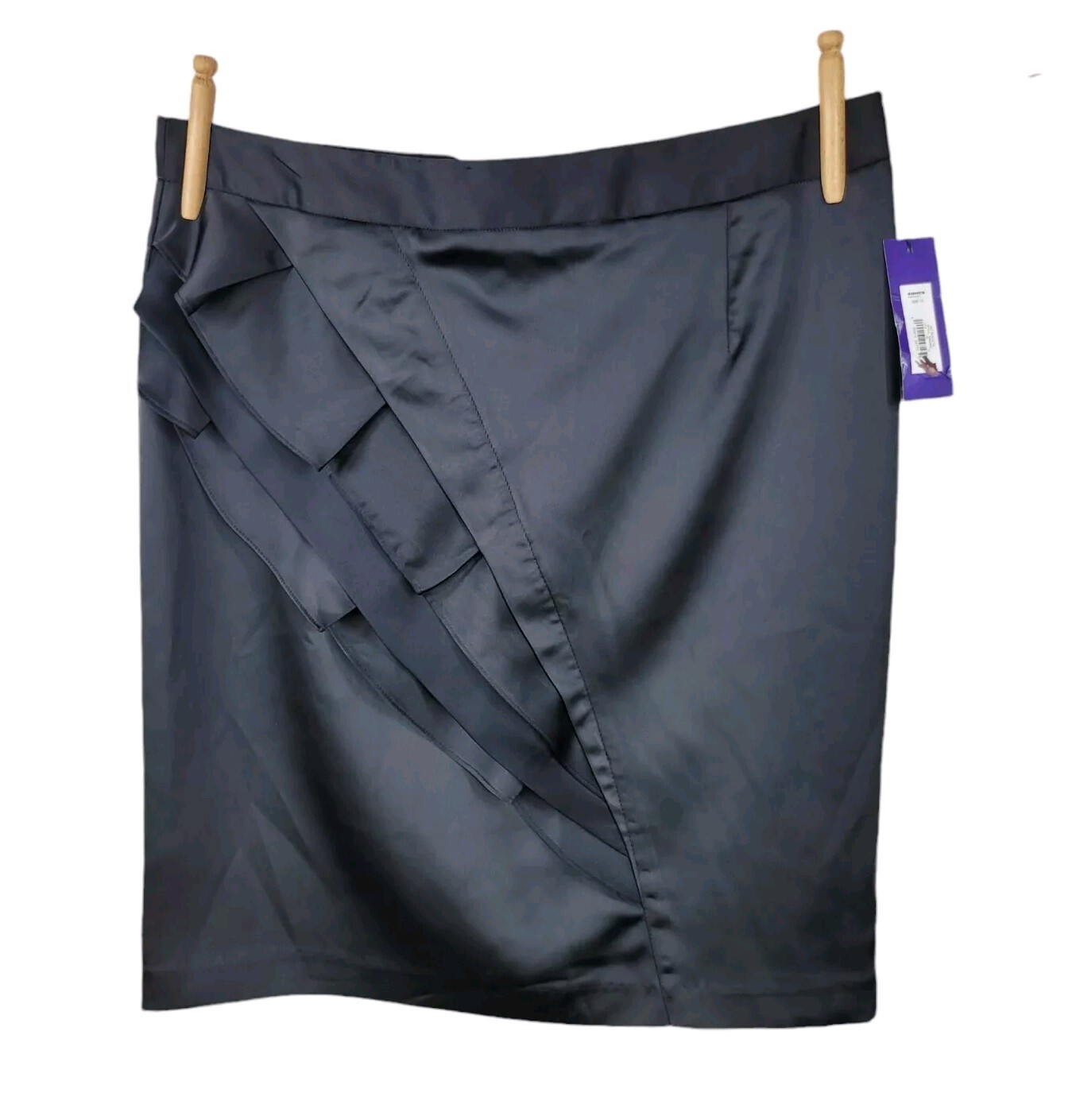 NEW Apt 9 Pencil Skirt size 12 Above Knee Satin Black Ruffle Career Professional