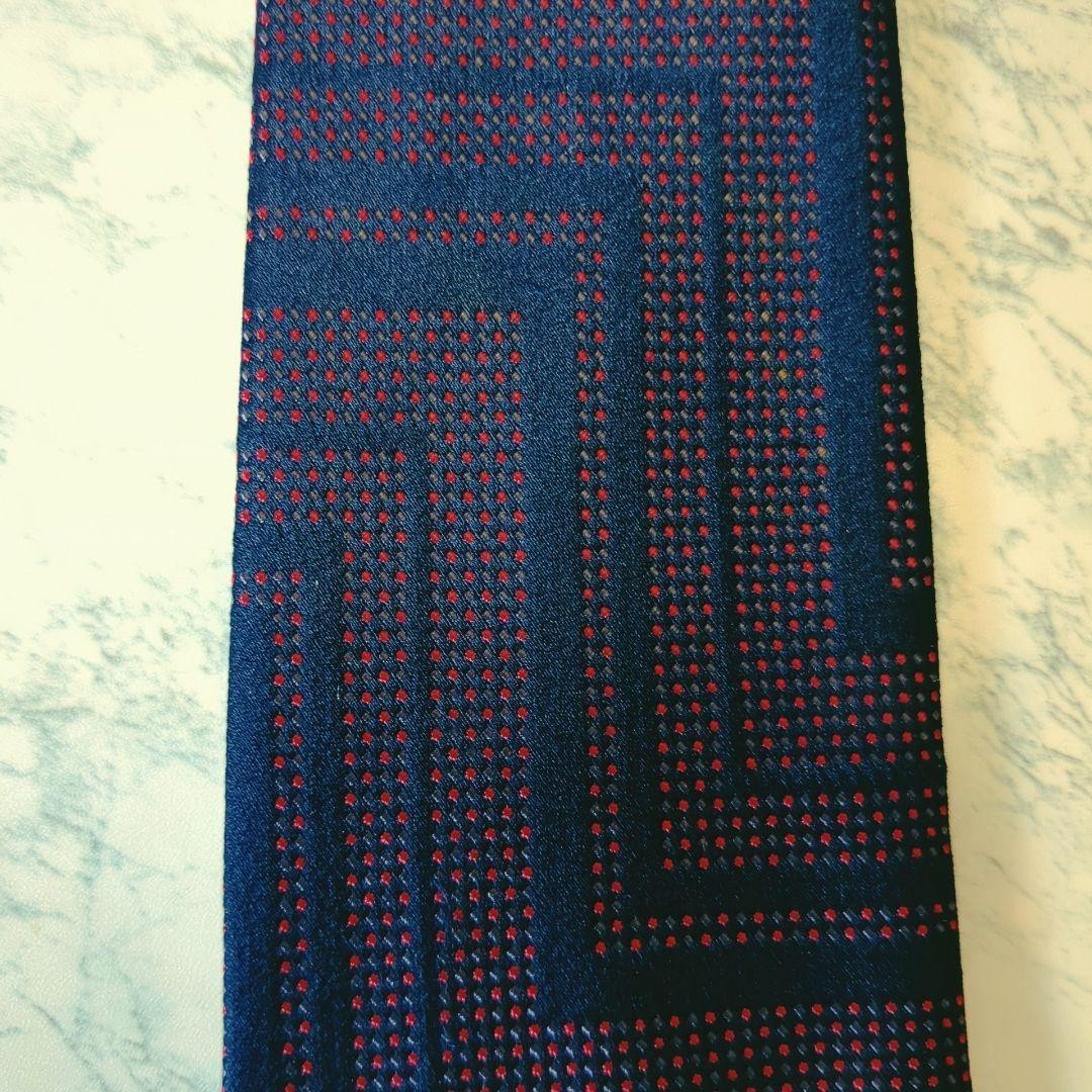 Balenciaga Tie Geometric Pattern Red Purple Designer Necktie Used