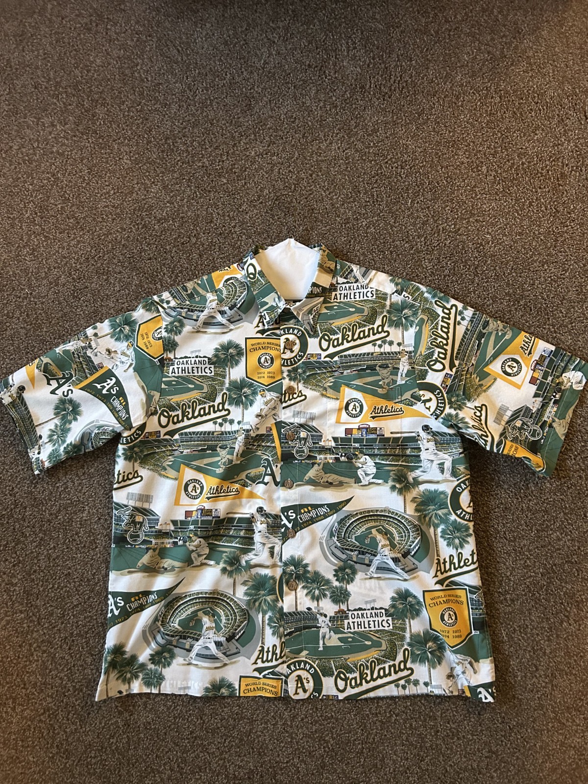OAKLAND ATHLETICS HAWAIIAN SHIRT CLASSIC ATHLETIC PRIDE REYN SPOONER SZ: XL