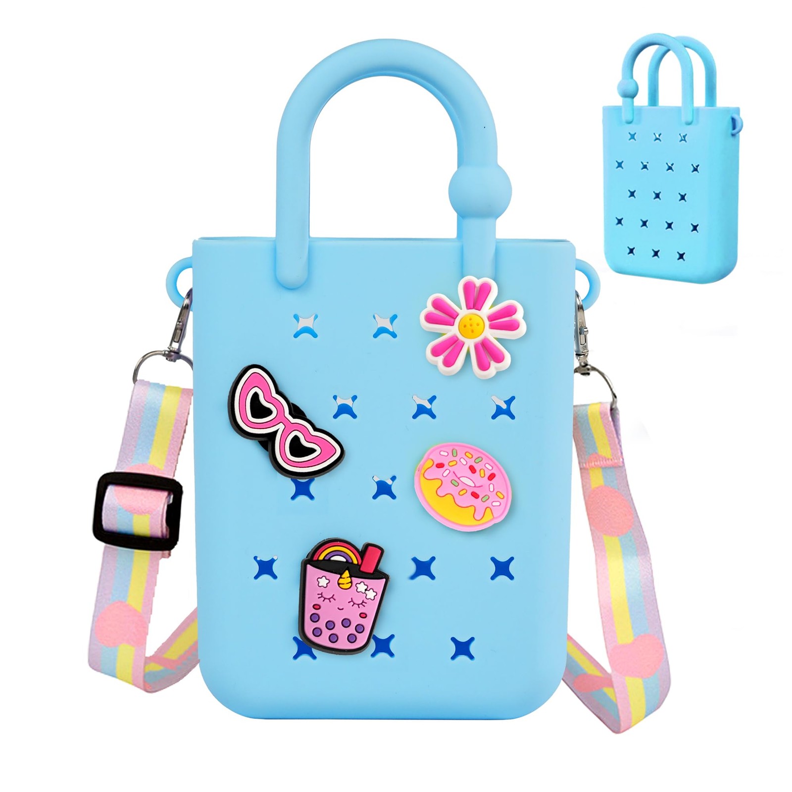 Mini Rubber Tote Bag, EVA Waterproof Beach Tote for Little Girls And Woman, S…