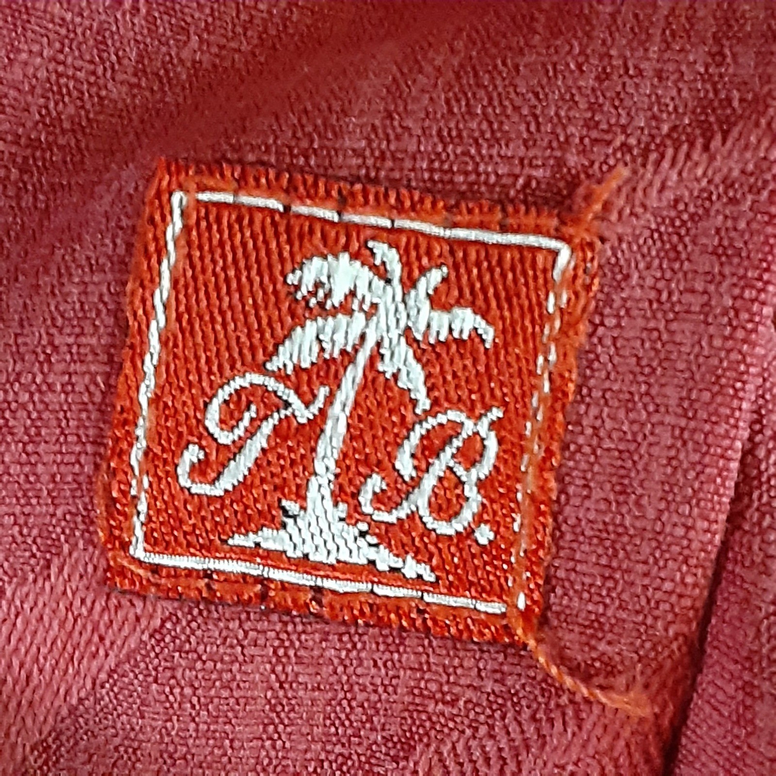 Tommy Bahama Mens Silk Camp Shirt Coral Tonal Jacquard Leaf Short Sleeve Large