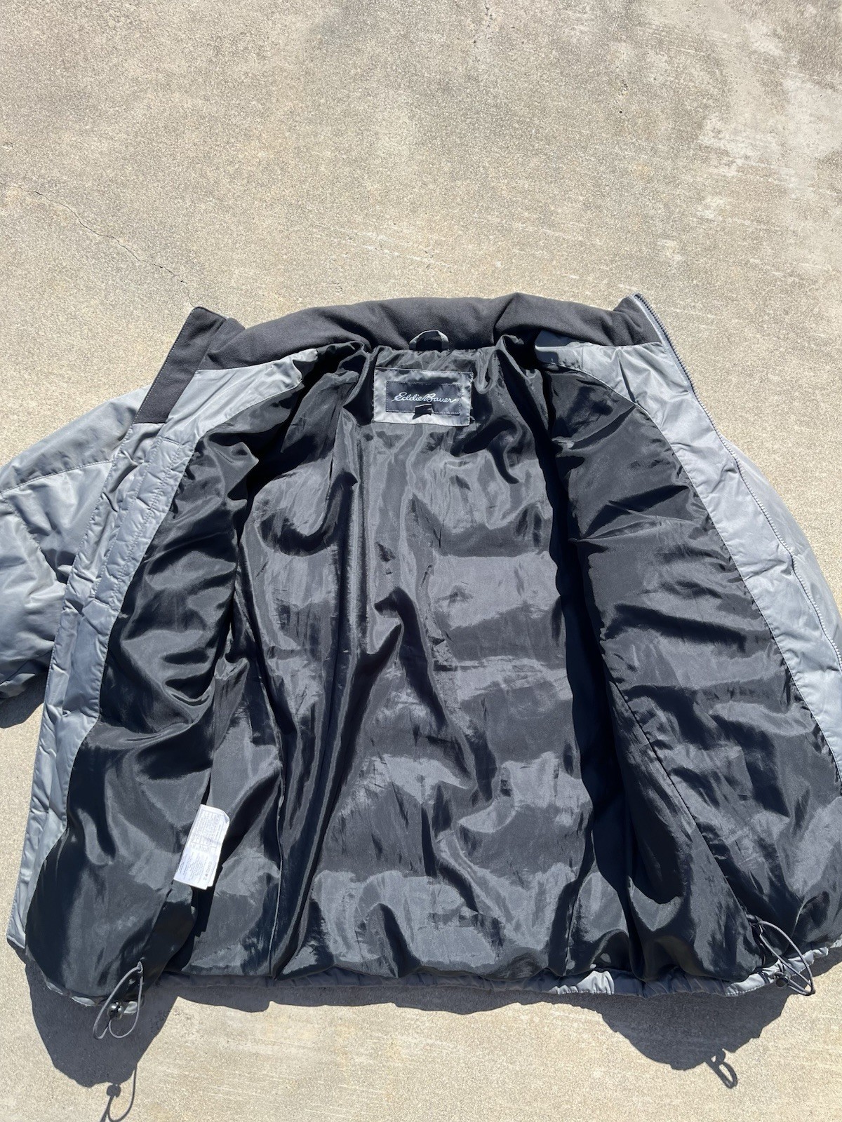 Eddie Bauer Men’s L Gray Insulated Puffer Jacket Full Zip Stand Collar