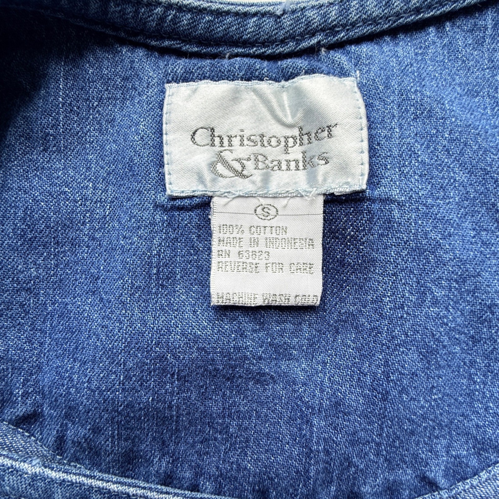 Christopher & Banks Womens Denim Jumper Dress Blue S 100% Cotton Patriotic