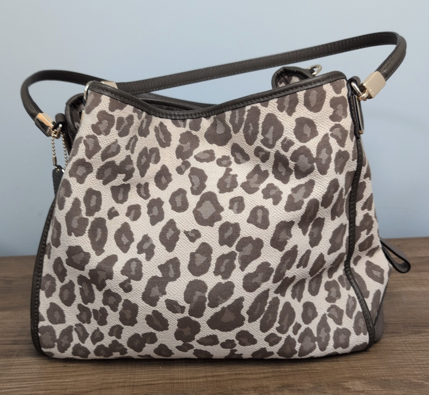 Coach Madison Phoebe Ocelot Leopard Print Beige & Tan Shoulder Bag 27908 *Flaws