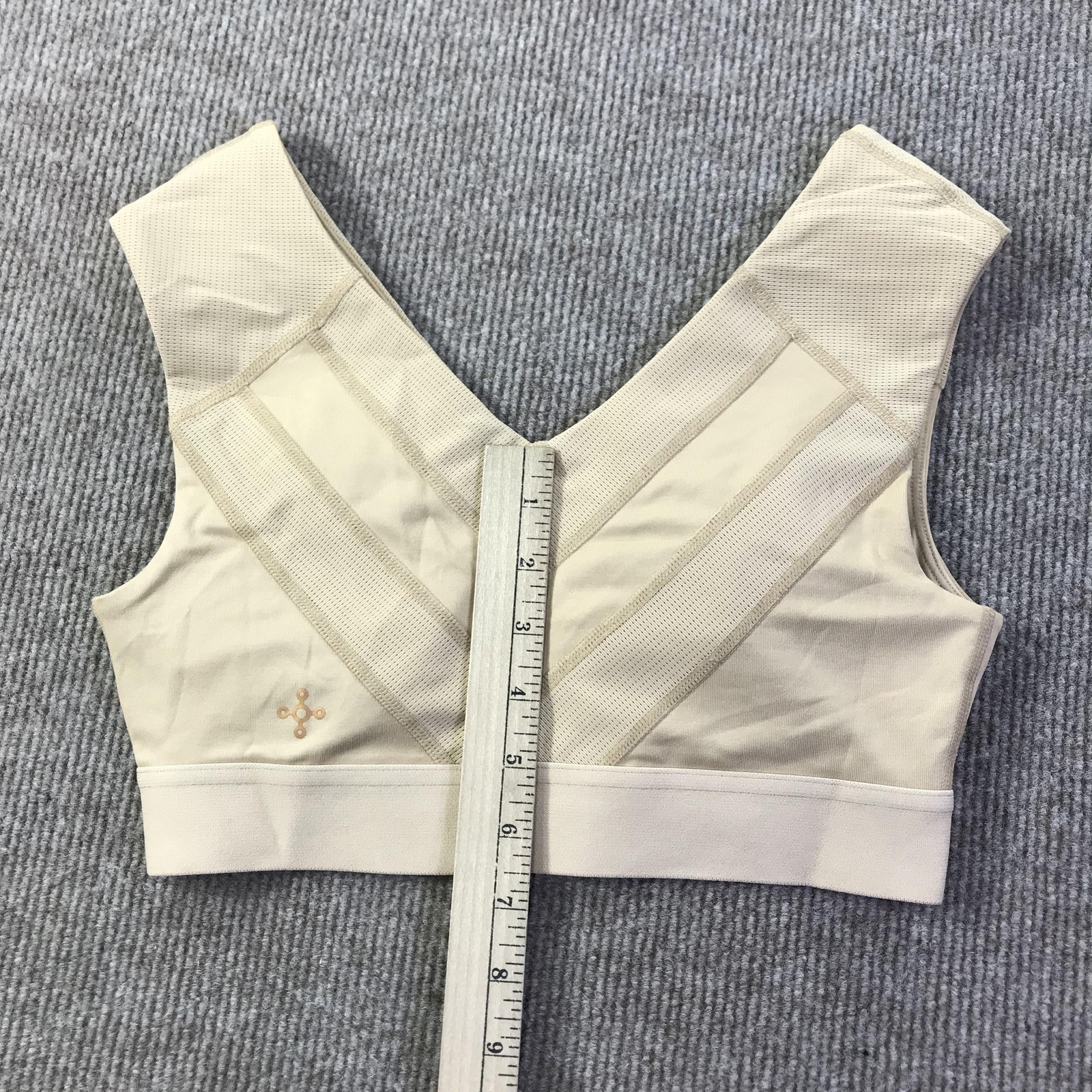 Tommie Copper Sports Bra Womens Small Beige Shoulder Support Athletic Gym Wear