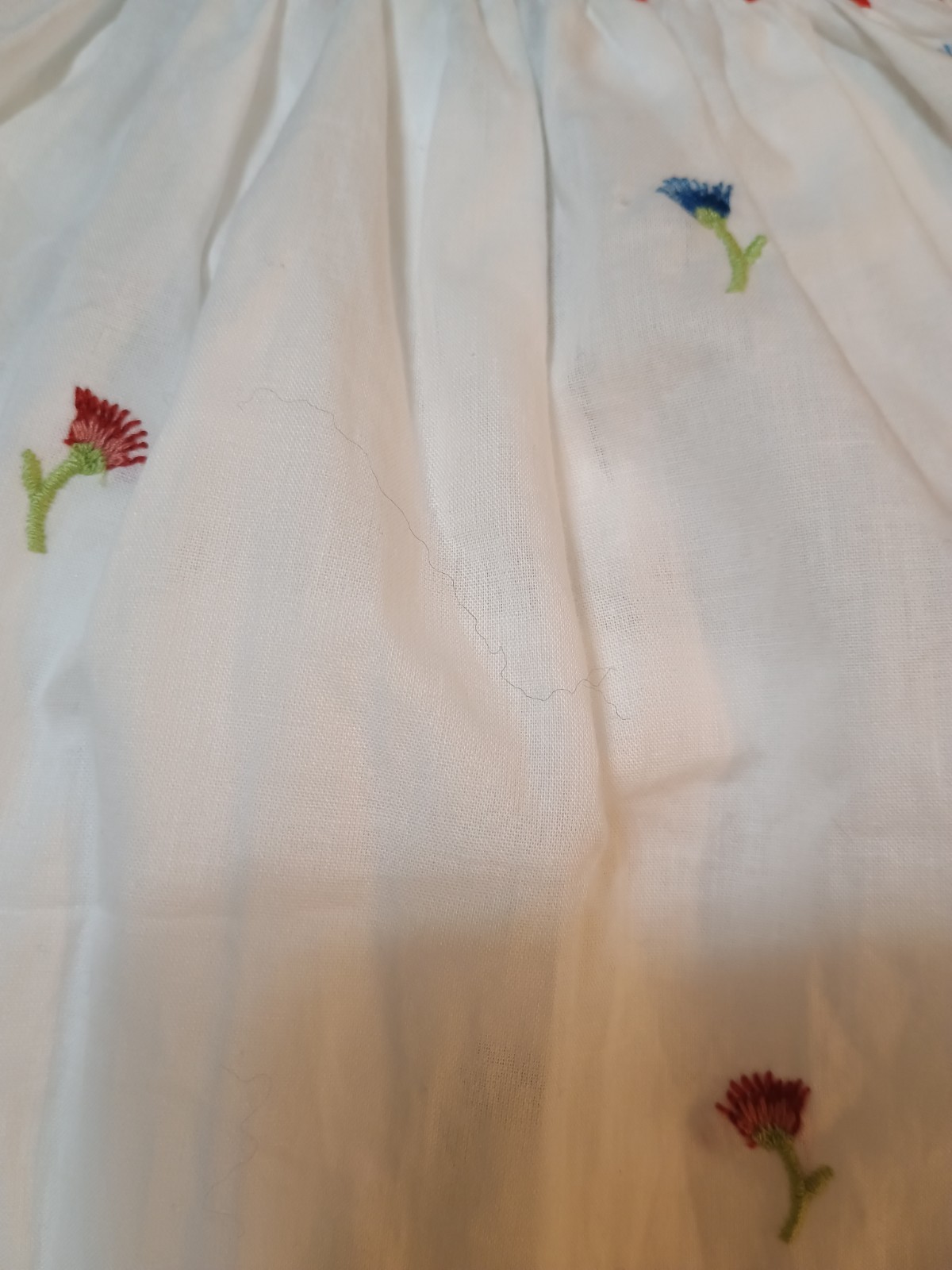 a.n.a Woman’s 2X White Cotton Peasant Embroidered Delicate Flowers Smocked Top