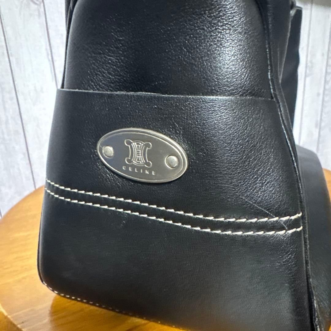 Celine Boogie Bag Leather Handbag Black Logo Hardware Women Luxury Shoulder