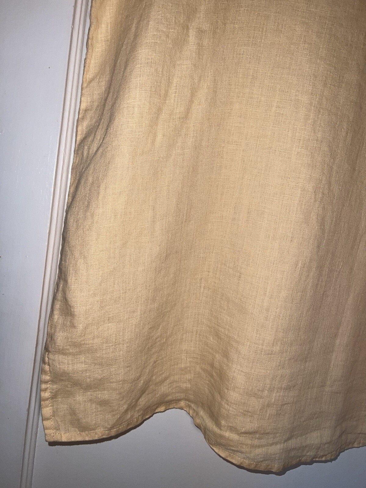 FLAX by Jeanne Engelhart 100% Linen Short Sleeve Tunic Top Yellow Size M. d674