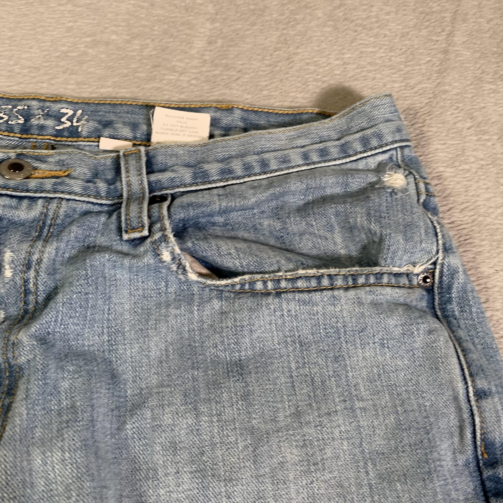Cinch 003 White Label Rigid Jeans Mens 35×34 Blue Light Wash Stone Bootcut