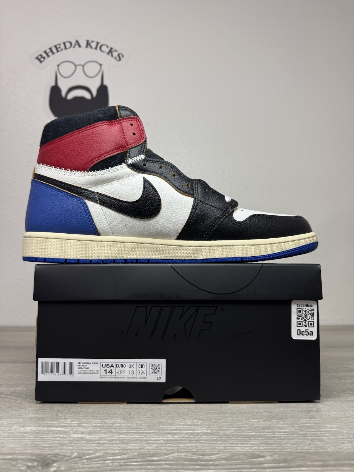 Size 14 – Jordan 1 Retro High OG Fragment x Union LA Men’s IO7847-002 Brand New