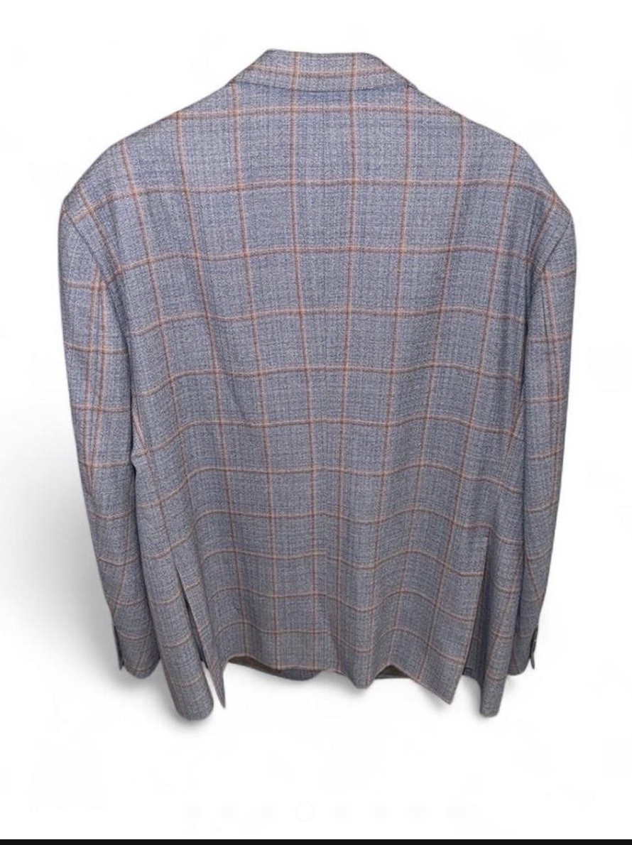 JR Custom Men’s Blue Red Plaid Tweed Wool Sport Coat 38R 2-Button