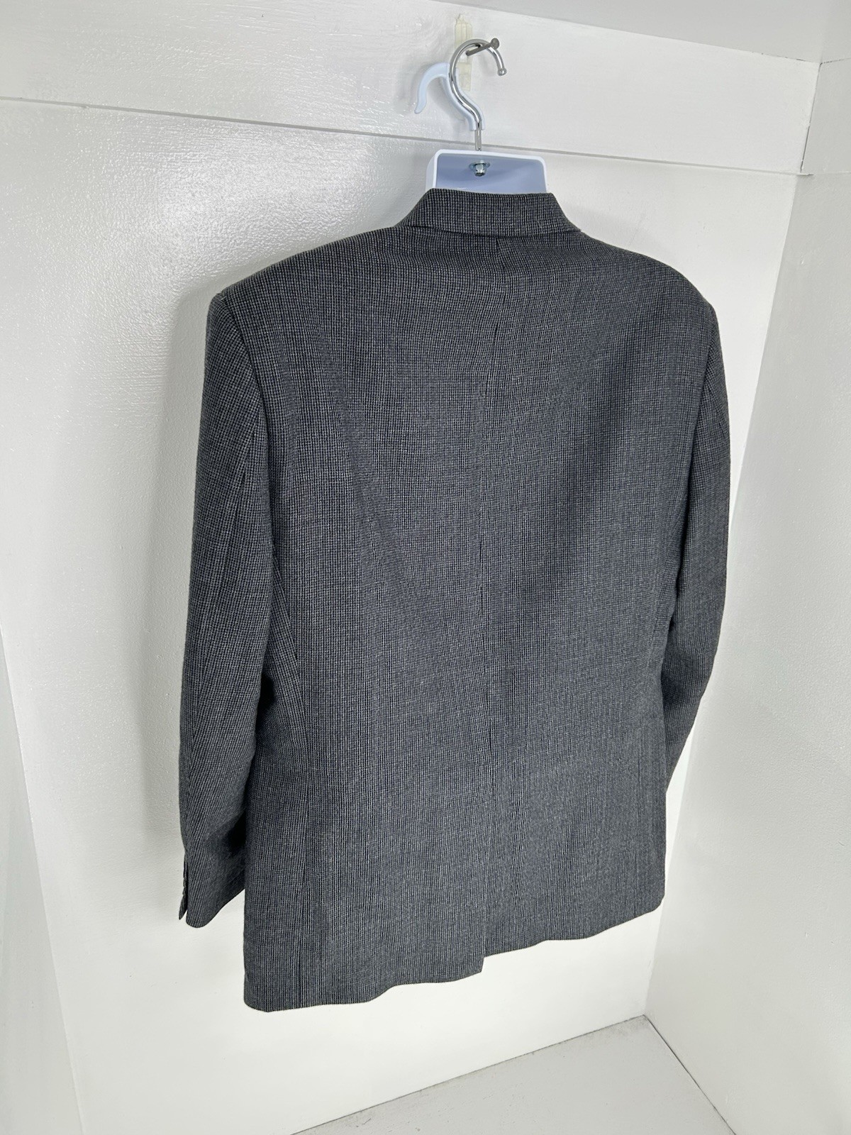 Chaps 100% Wool Gray Check Blazer Suit Coat Jacket Size 42R Business Classic