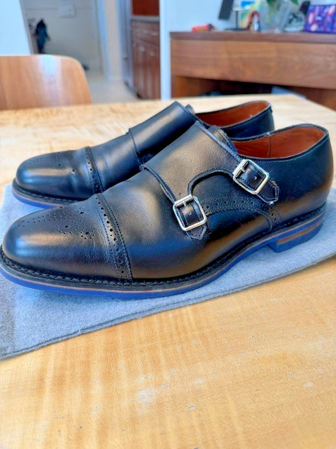 Allen Edmonds St. Johns Double Monk Strap – Black w/Blue Dianite Sole