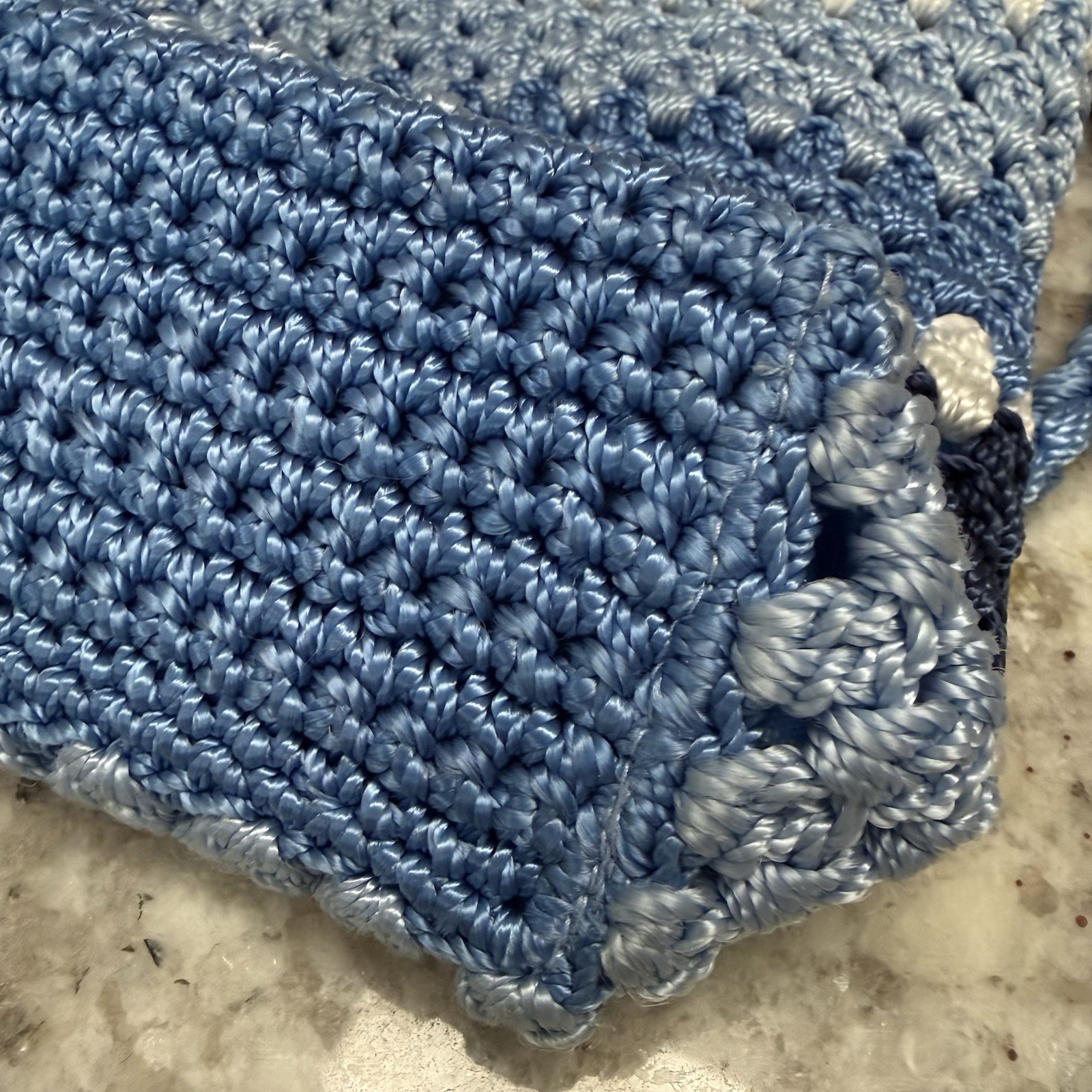Boho Crochet Women’s Blue and White Shoulder Bag New Without Tags Hippie Lina
