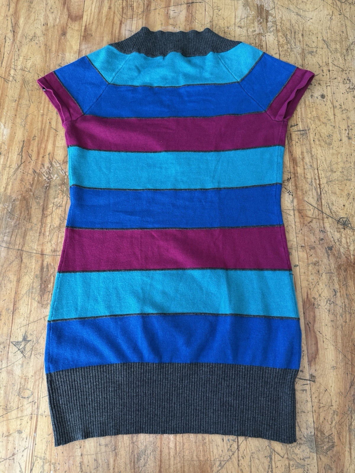 Love By Design Sweater Dress Womens L Vintage Y2K Mini Short Sleeve V Neck