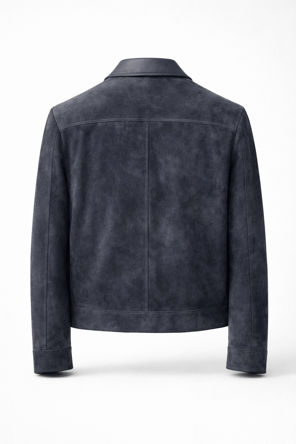 Men’s Blue Suede Leather Racer Jacket – Premium Nubuck – Motorcycle Style Coat