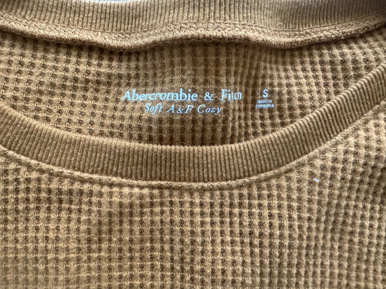 Abercrombie & Fitch Soft A&F Waffle Knit Thermal Top Mustard Yellow Size Small S