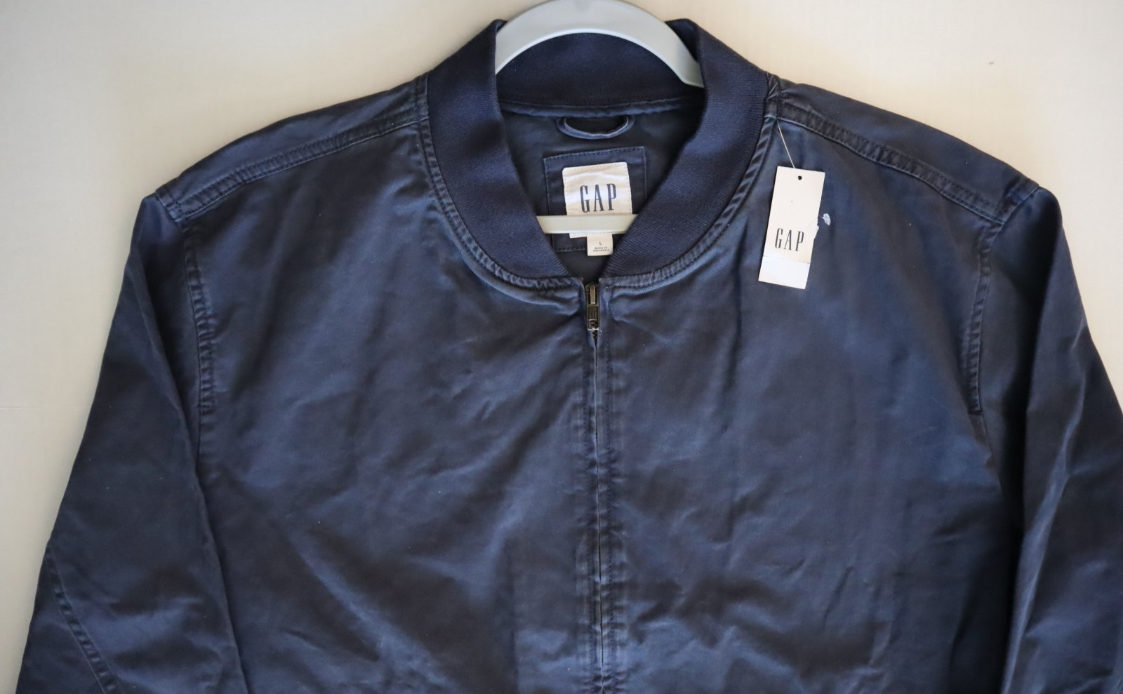 Gap 738596 Men’s Sz Large Vintage Navy Blue Full Zip Relaxed Bomber Jacket $100
