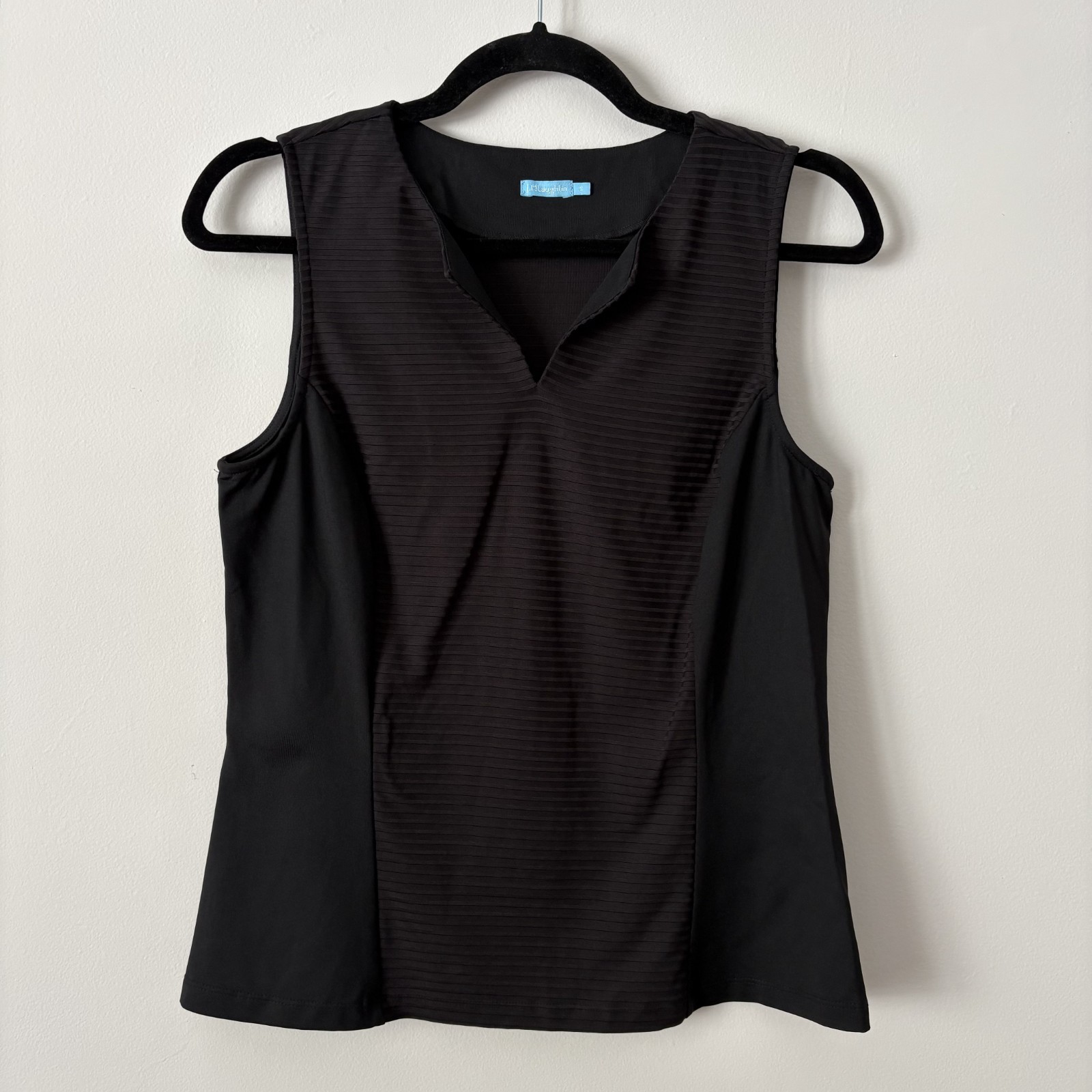 J McLaughlin Catalina Cloth Tank Top Black Size S Stretch Knit Minimalist Preppy