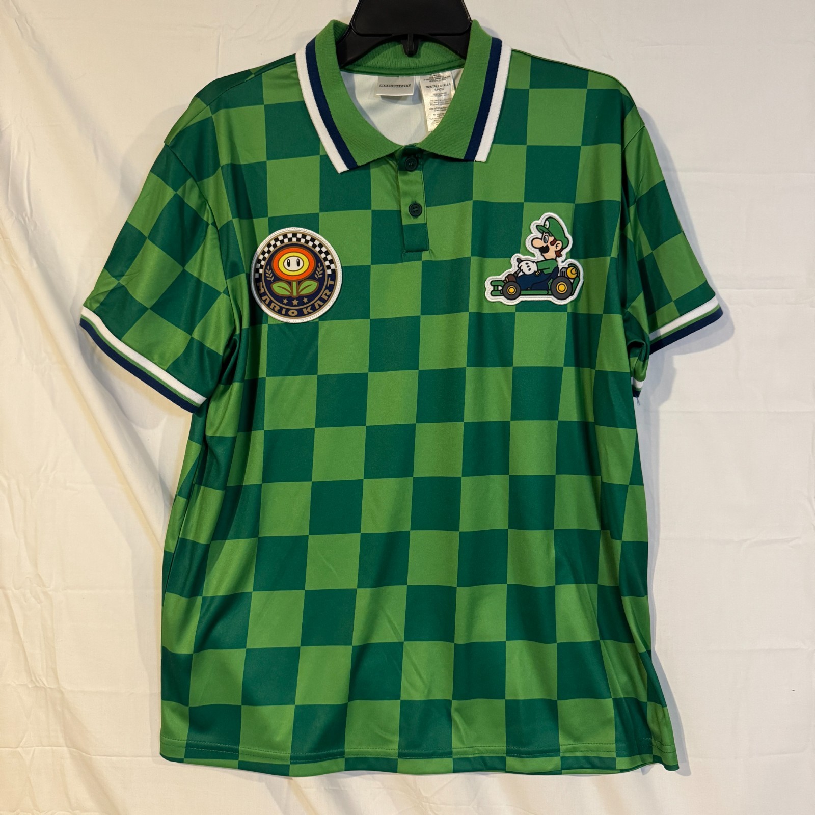 Nintendo Mario Kart Luigi Polo Shirt S NWOT Green Checkered Sport Jersey Target