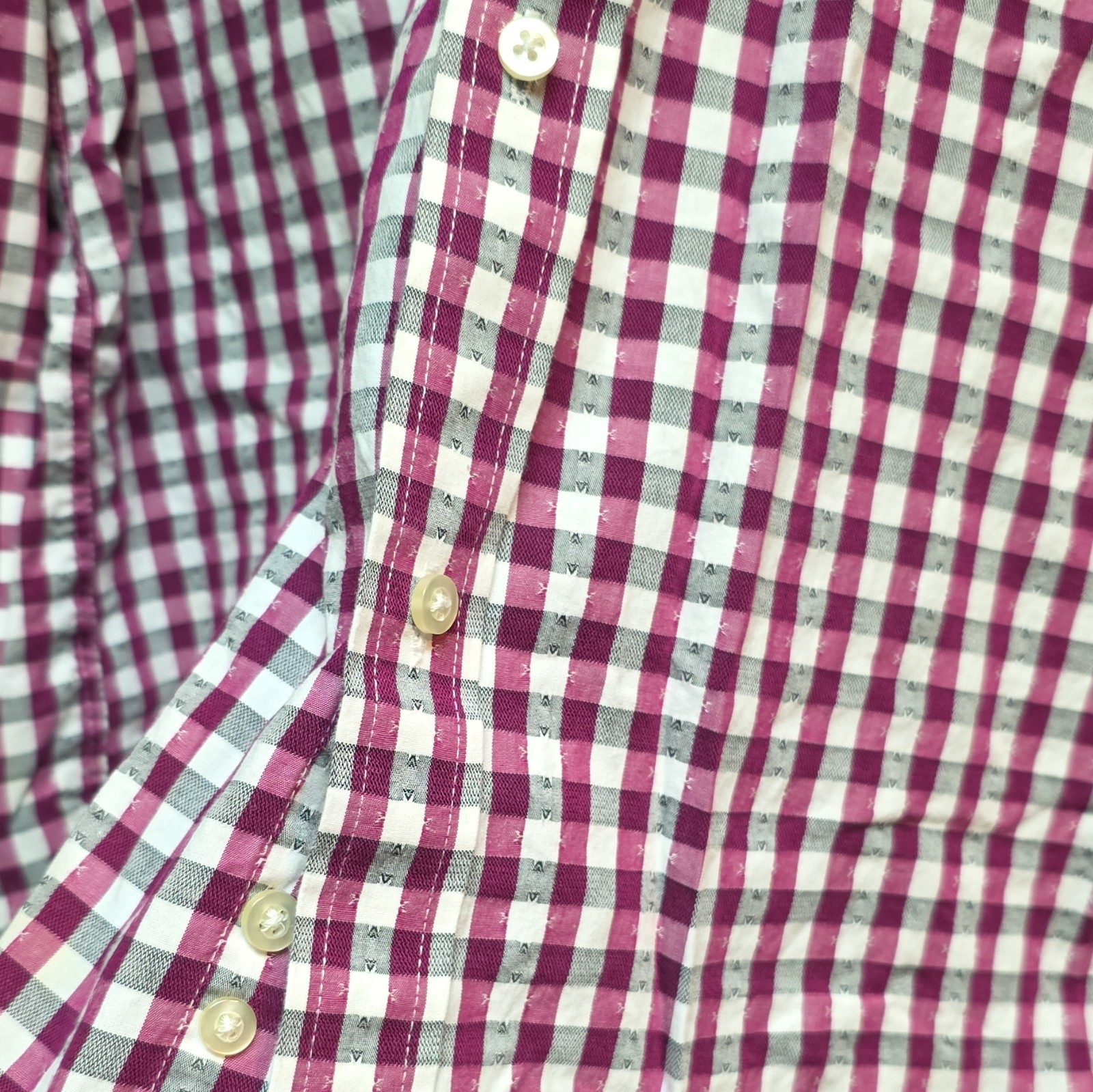 Sean John Tailored Fit 17.5 32/33 LT Cotton Check Dress Shirt Wrinkle Resistant