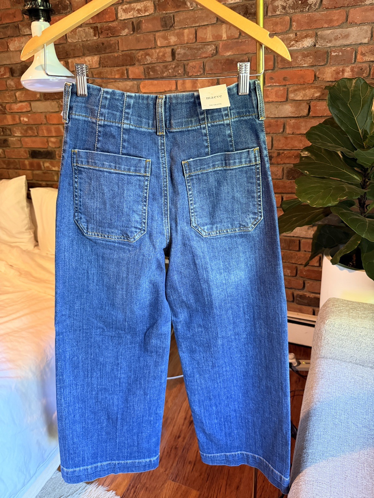Anthropologie The Colette Crop High-Rise Wide-Leg Jeans by Maeve 27 MSRP $138