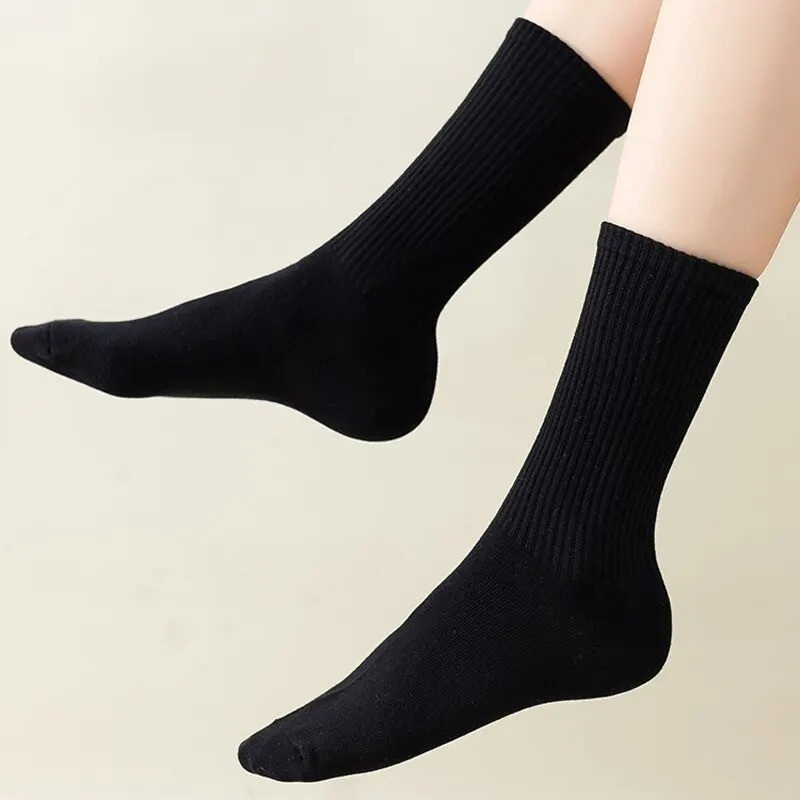 6/12 Pairs Men Crew Socks White Black Breathable Casual Harajuku Streetwear