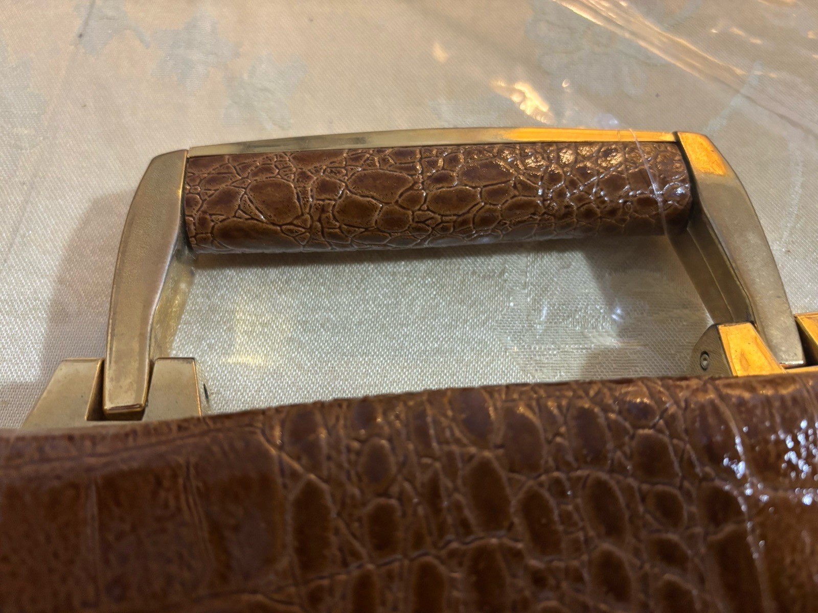 Croc Leather Embossed Attaché Briefcase With Keys