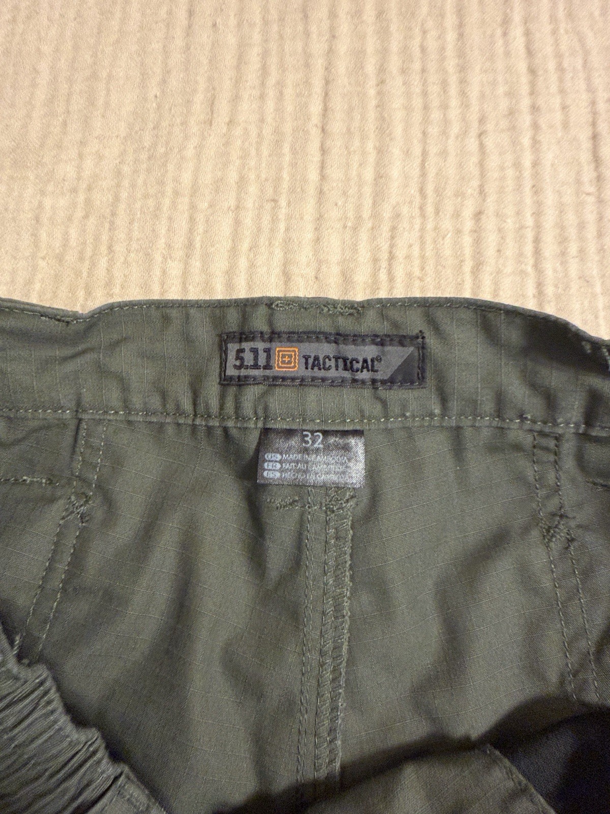5.11 Tactical Men’s Green Ripstop Cotton Cargo Shorts Flat Front Button
