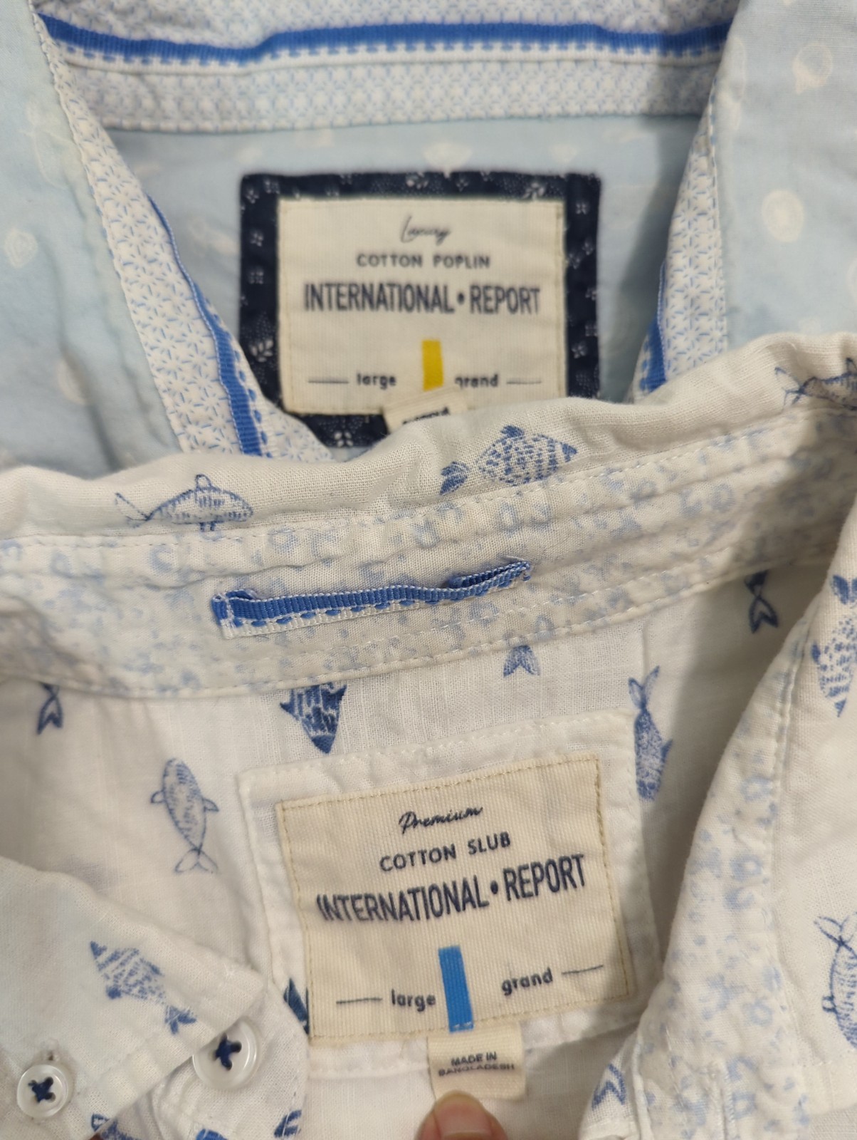 International Report Button Down Shirts Fish, Fruit, And Trees Pattern L