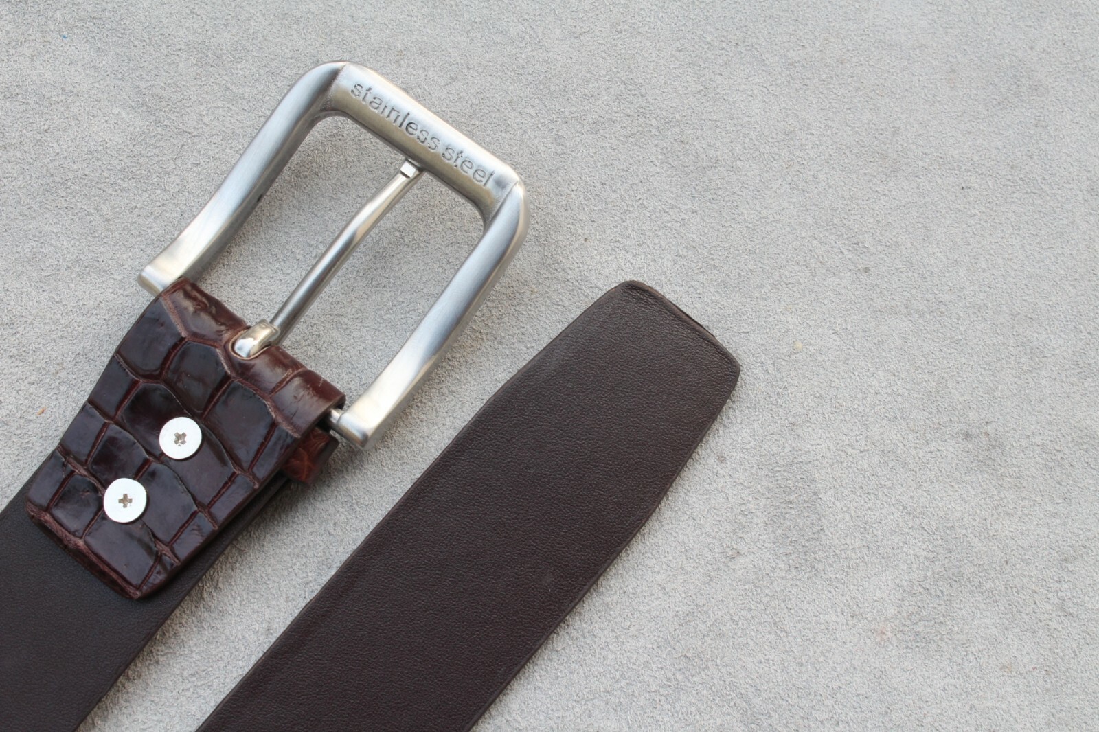 Luxury Brown Alligator Crocodile Print Leather Skin Men’s Belt – W 1.3 inch
