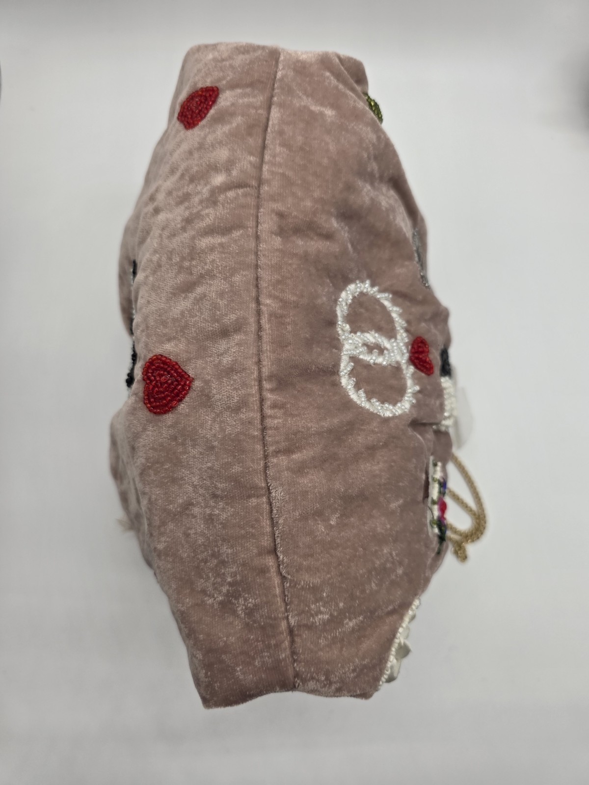 handcrafted in india Pink Beaded Embroidered Hearts just married Beaded applique