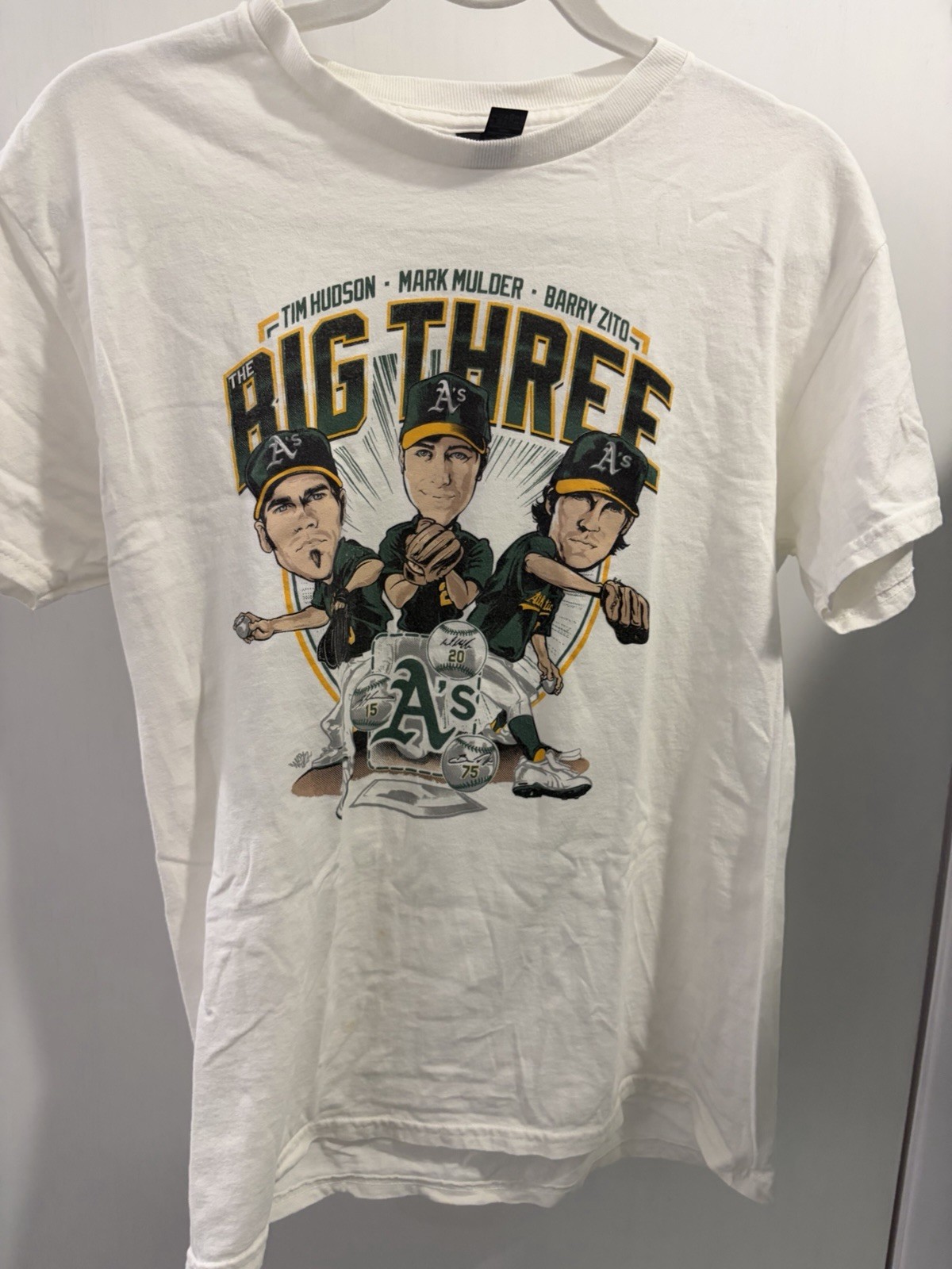 Vintage Oakland Athletics MLB Money Ball Baseball Team Big 3 Zito + Shirt Medium