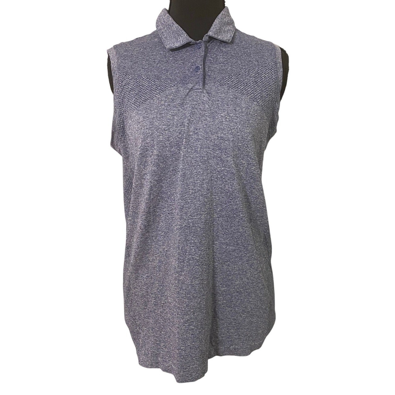 Slazenger Golf Sleeveless Polo Top Blue Heather Mesh Performance Med Athleisure