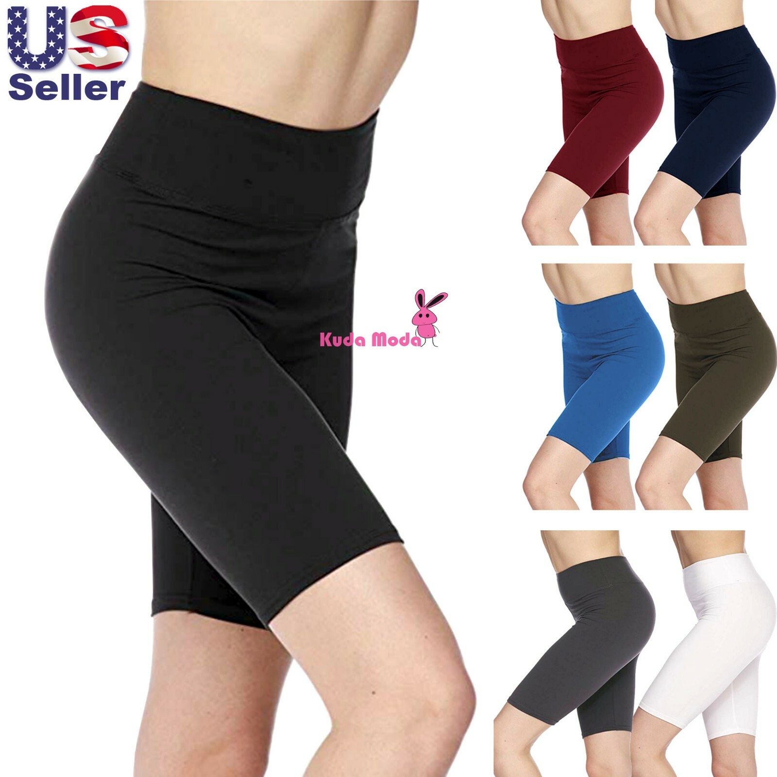 Women’s 3 inch Wide Waistband Biker Leggings Bike Shorts Yoga Fitness Sports