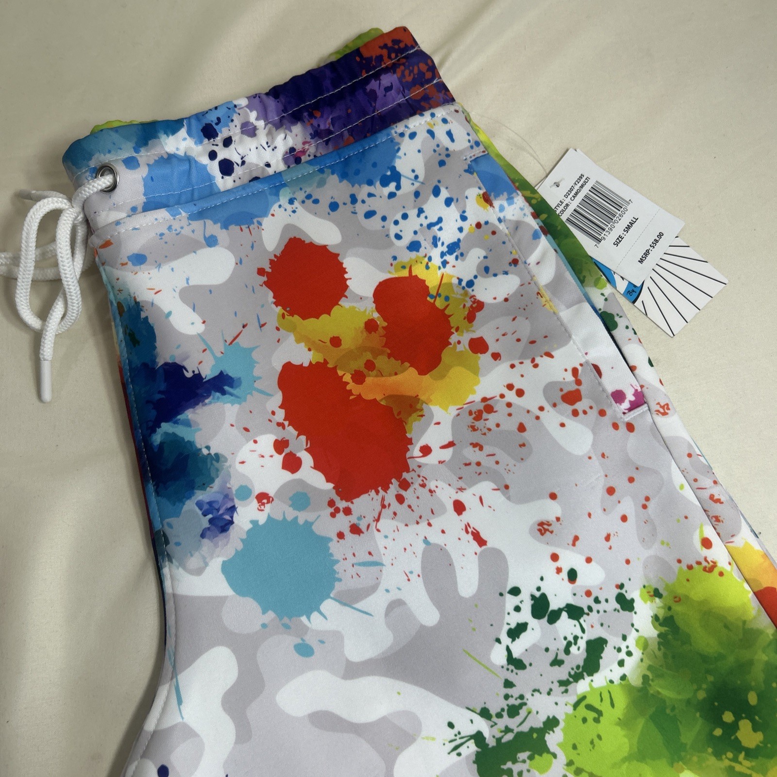 NWT Fresh Prints of Bel-Air Men’s Splat Multicolor Drawstring Shorts Small $58.