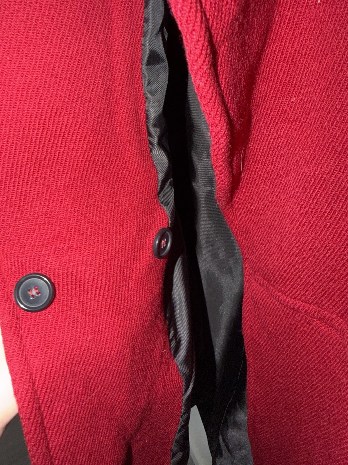 DKNY Women’s S Red Wool Lined Mid-Length Overcoat Button Closure Collared