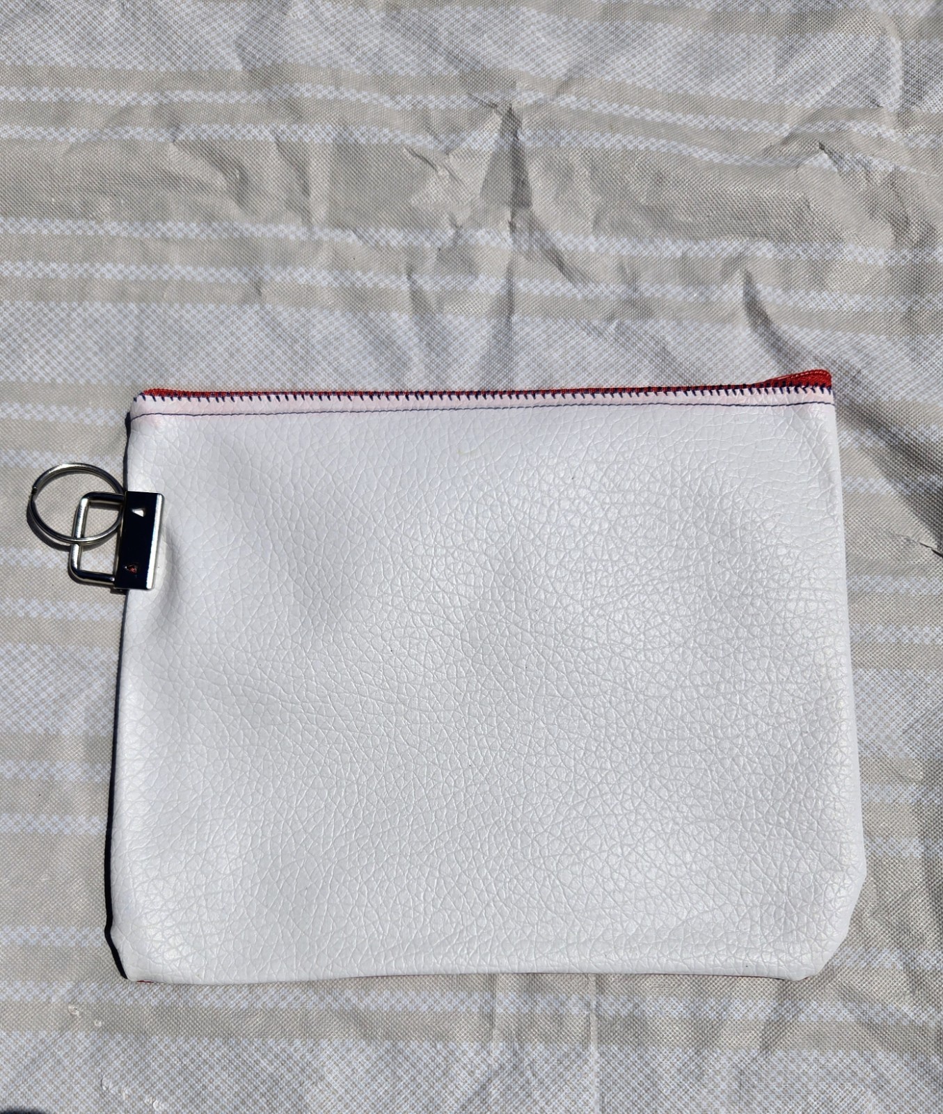 Trio Set Multicolor Pouch w/ Zipper Keyring Clip Women Faux Leather