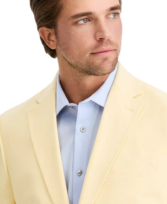 Tommy Hilfiger Mens Modern fit Linen Sport Coat Blazer 44 R Yellow Solid