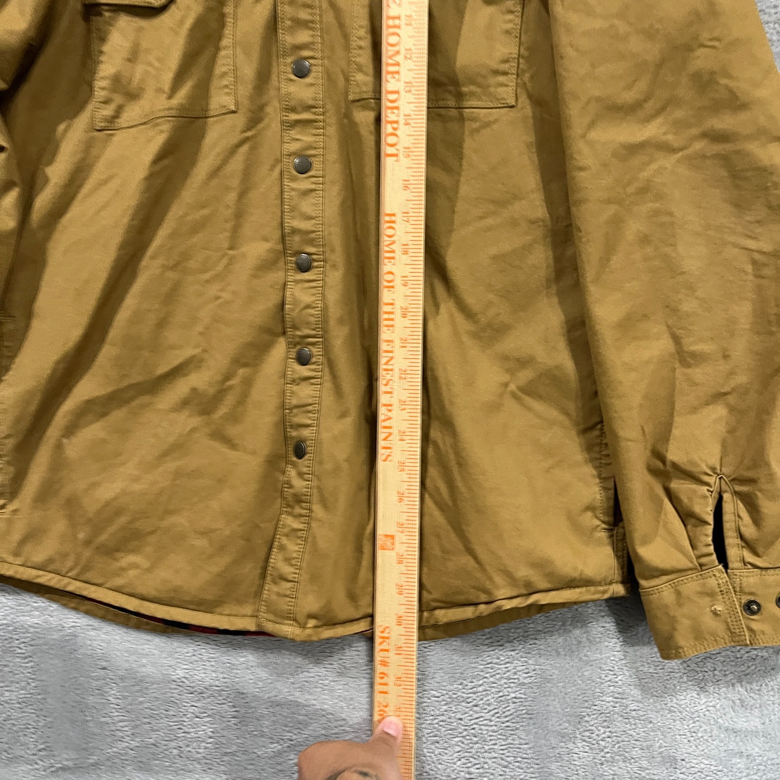 Eddie Bauer Jacket Mens Tall Large Tan Fleece Lined Shirt Shacket Snap Western