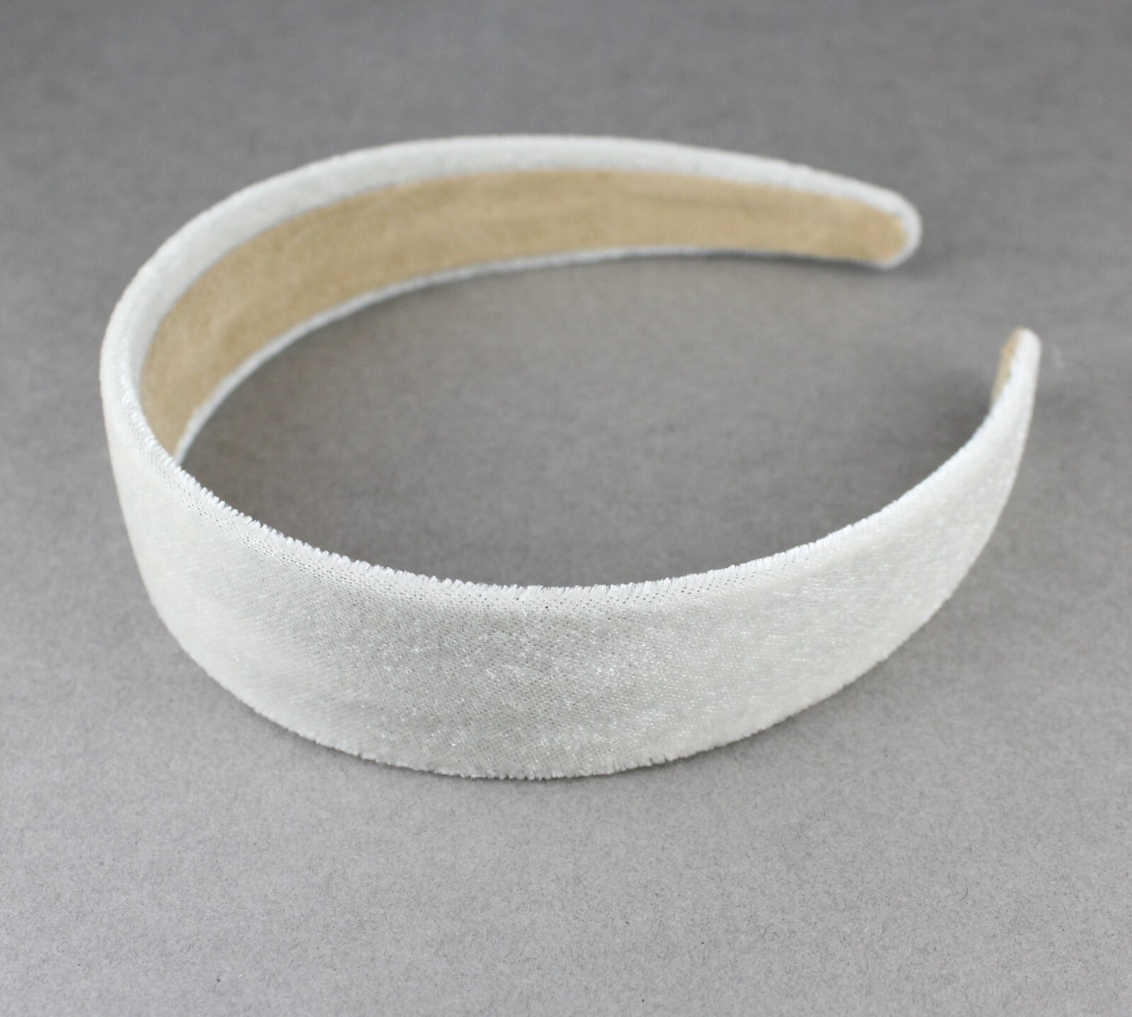 White Cream velvet headband soft velour hair accessory 1.25″ wide plain classic