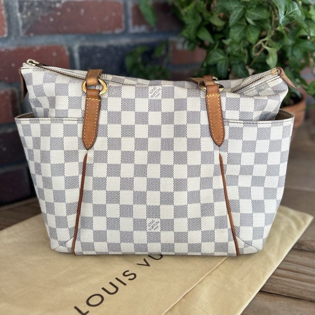 Louis Vuitton Totally PM Damier Azur Zip Shoulder Bag Outer Pockets Dust Bag