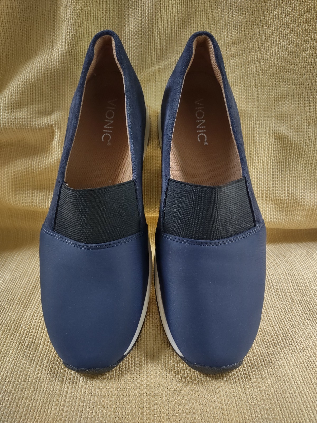Vionic Cameo Slip On Sneakers Sz 8.5M Navy Suede Orthopedic Athleisure Commuter