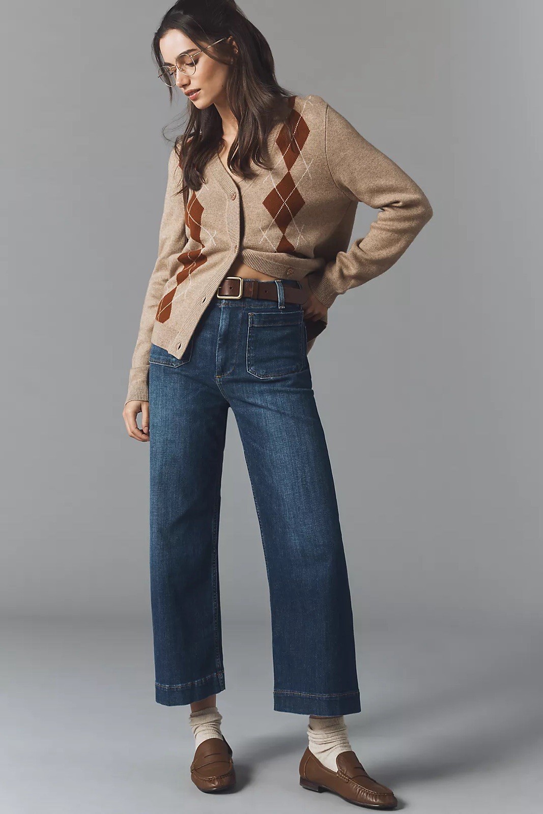 Anthropologie The Colette Crop High-Rise Wide-Leg Jeans by Maeve 27 MSRP $138